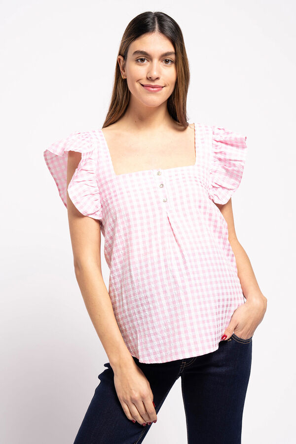 Ohma! Blusa premam&aacute; cuadros vichy rosa