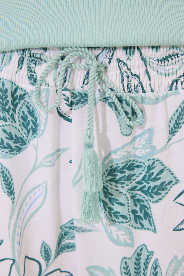 Women'secret Pijama comprido  com estampado floral boho verde