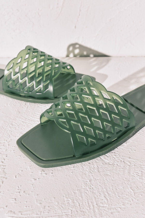 Women'secret Sand&aacute;lias rasas jelly verde caqui