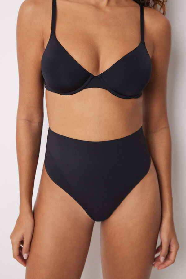 Women'secret Tanga alta reductor y push up negro negro
