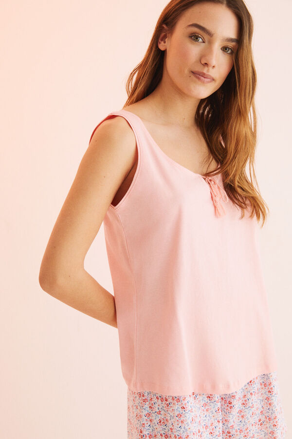 Womensecret Pijama corto tirantes rosa 100% algodón rosa