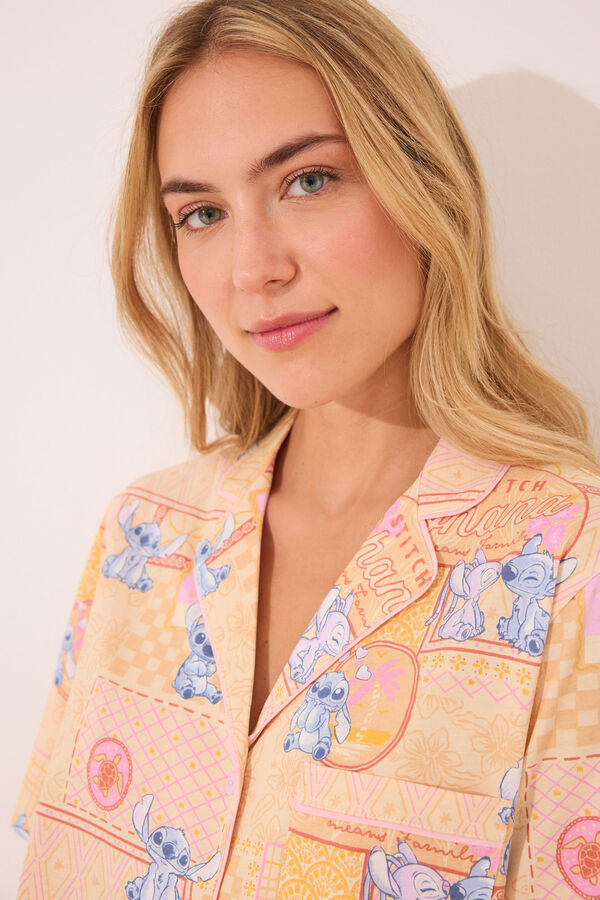 Women'secret Pijama corto camisero Lilo & Stitch  estampado