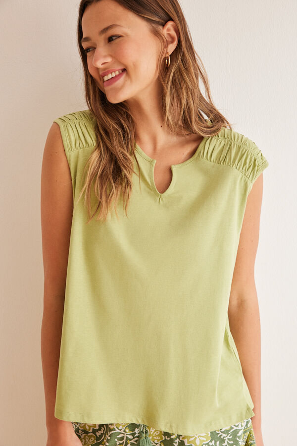 Women'secret Pijama corto algod&oacute;n flores orientales  verde