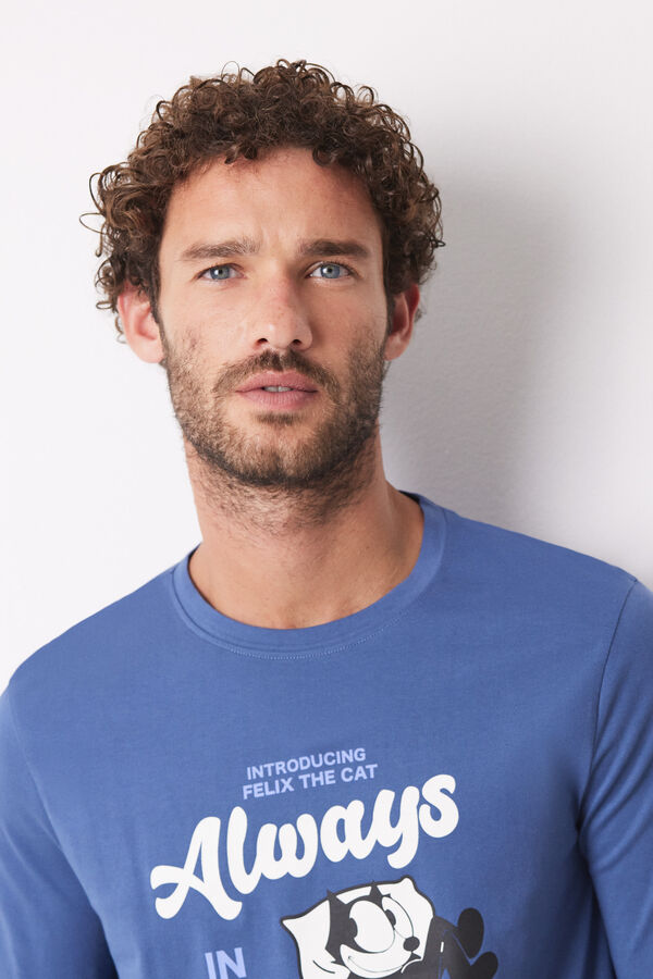 Women'secret Pijama largo hombre 100% algod&oacute;n Felix azul