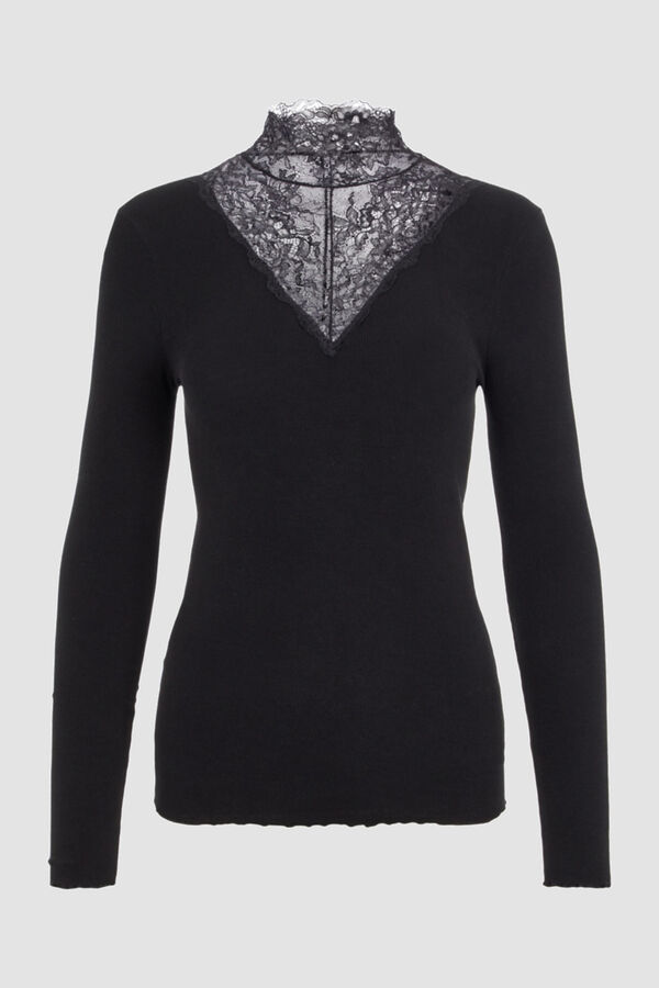 Pieces Top de manga comprida e viscose preto