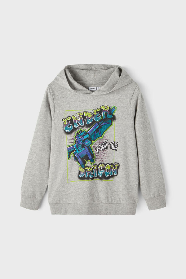 Name it Sudadera de ni&ntilde;o de MINECRAFT con capucha gris