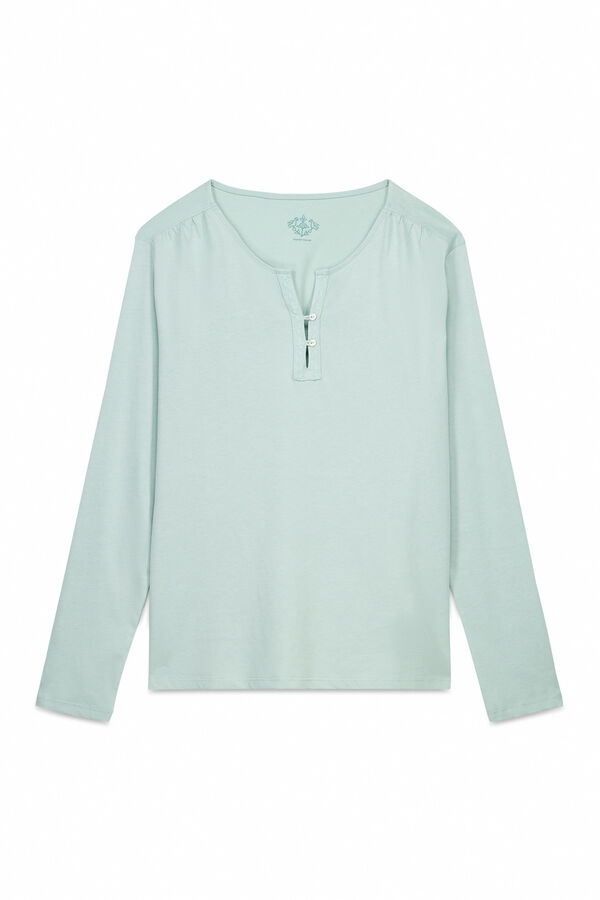 Women'secret Camiseta manga larga 100% algod&oacute;n verde verde