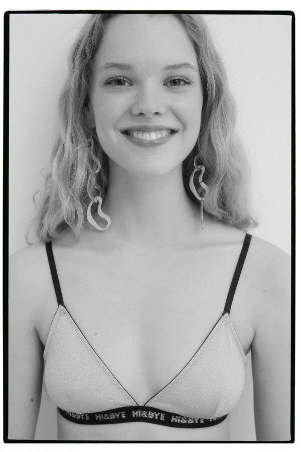 HI&BYE Soutien triangular mesh brilho e preto preto