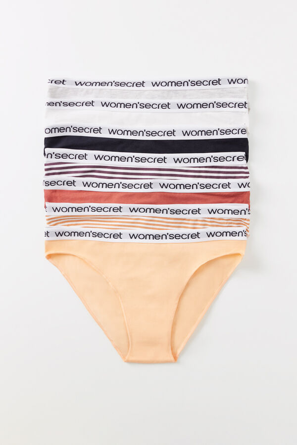 Women'secret Pack 7 bragas cl&aacute;sicas algod&oacute;n logo blanco