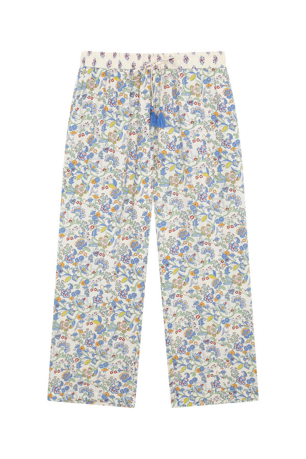 Women'secret Pantalón Capri viscosa flores multicolor estampado