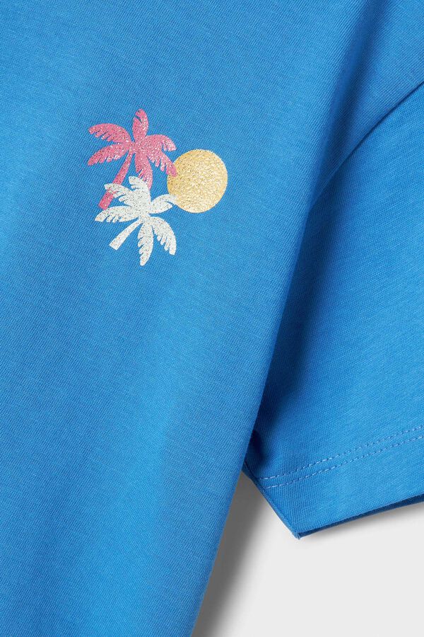 Name it Camiseta manga curta 100% algodão azul