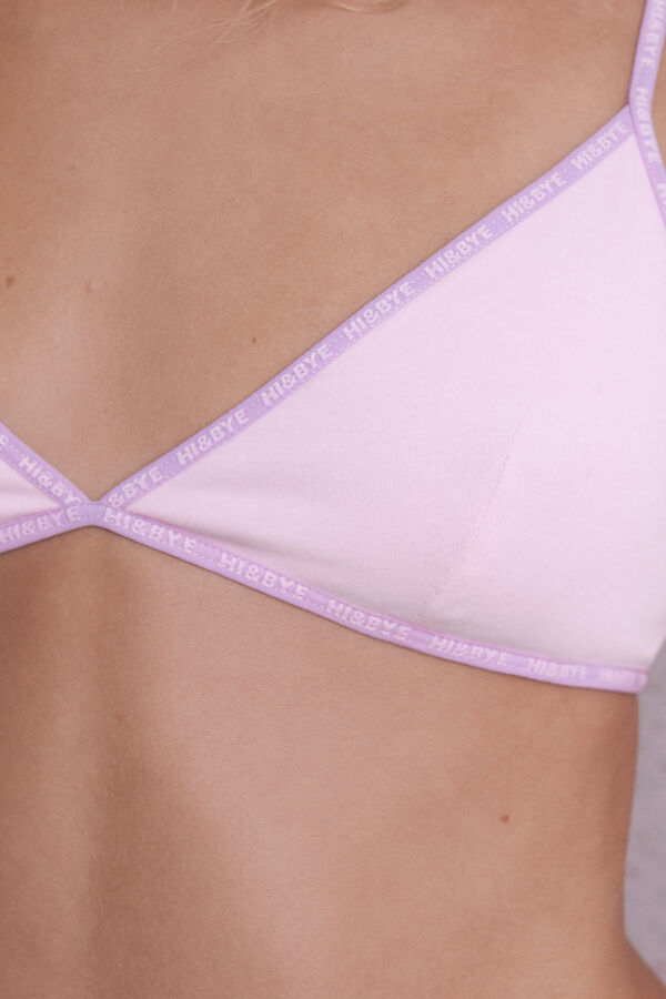 HI&BYE Soutien triangular de algod&atilde;o rosa com copas remov&iacute;vel rosa