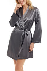 Ivette Bridal Robe de festa curto em cetim cinzento