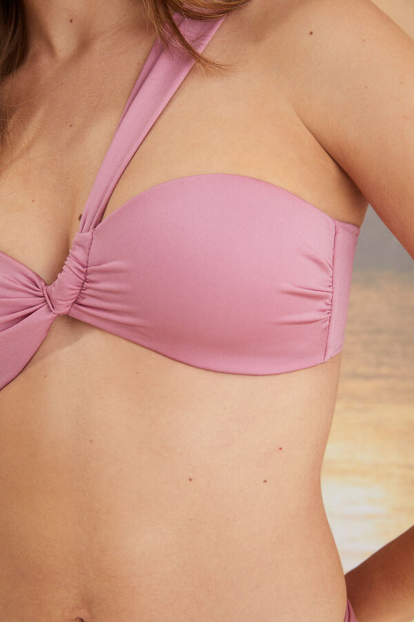 Womensecret Top bikini bandeau asimétrico rosa rosa