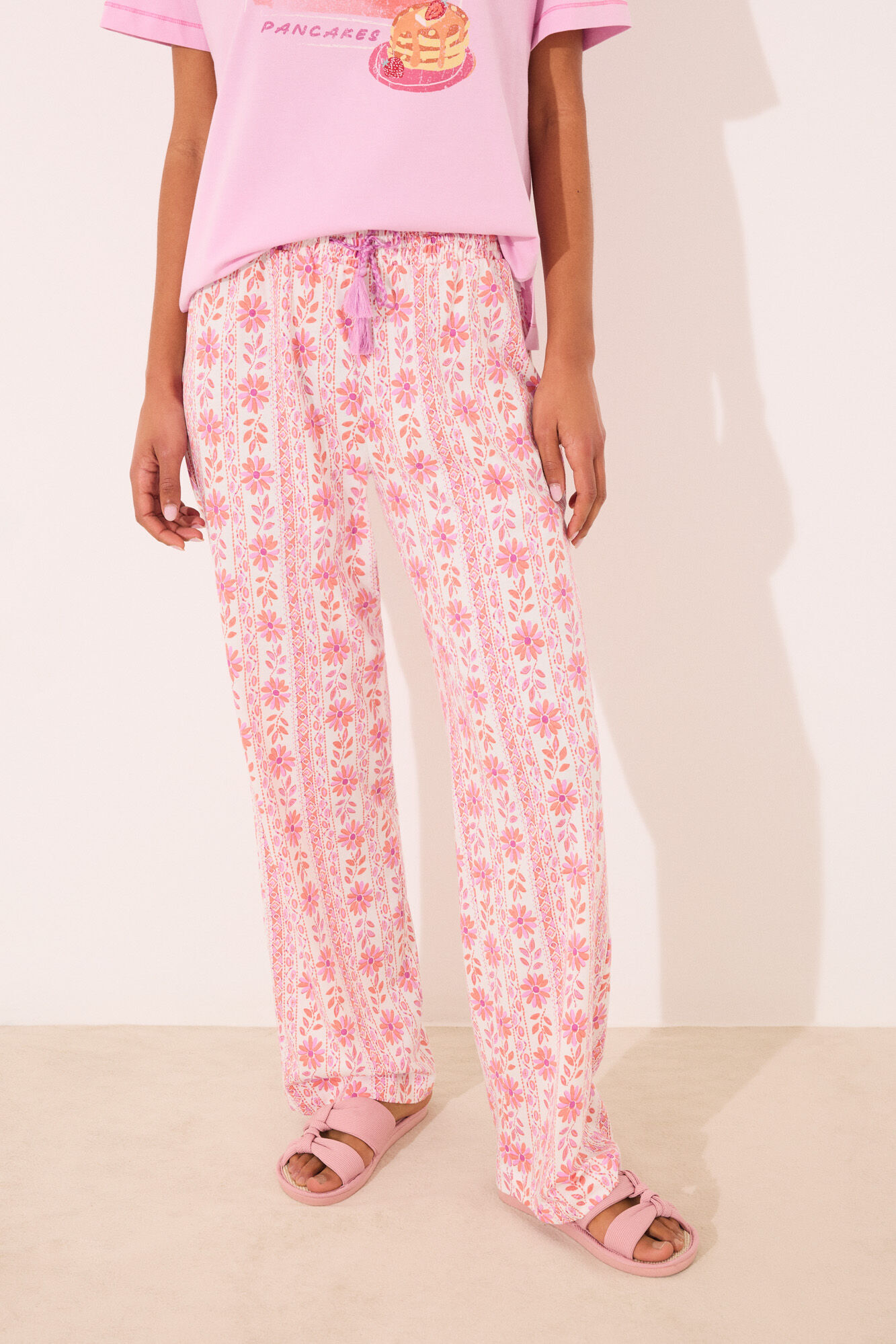 Women'secret Cal&ccedil;a longa lounge 100% algod&atilde;o flores