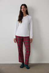 Penti Conjunto de pijama largo pantal&oacute;n cuadros rojo