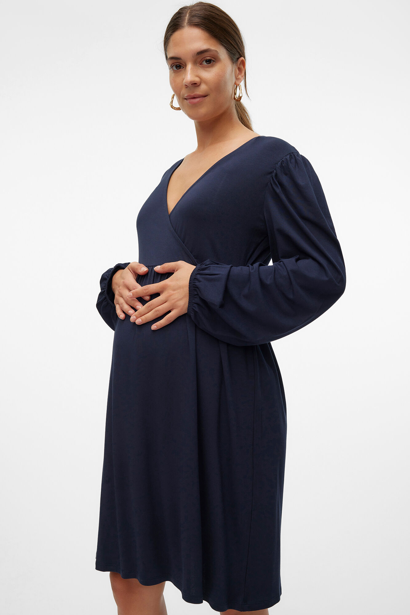 Mamalicious Vestido curto de manga comprida para maternity e amamenta&ccedil;&atilde;o 