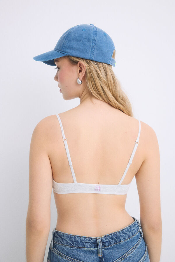 HI&BYE Sutiã triangular cinza sem costuras com copas removíveis cinzento