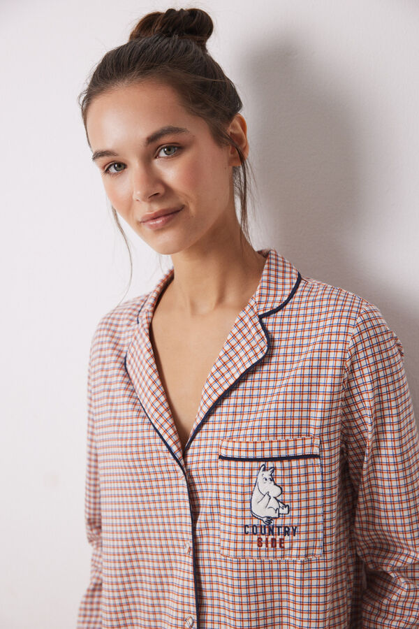 Women'secret Pijama camisa xadrez Moomin 100% algod&atilde;o castanho