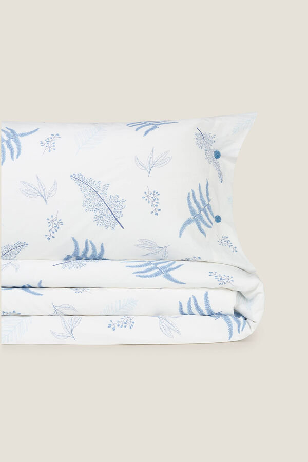 Textura Capa n&oacute;rdica algod&atilde;o folhas azul