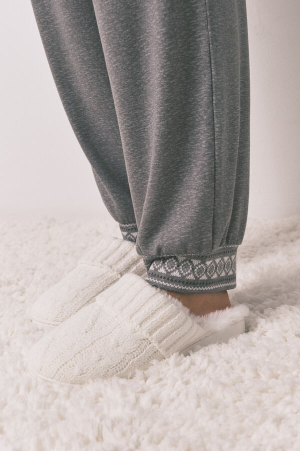 Women'secret Pijama largo punto suave Mickey gris