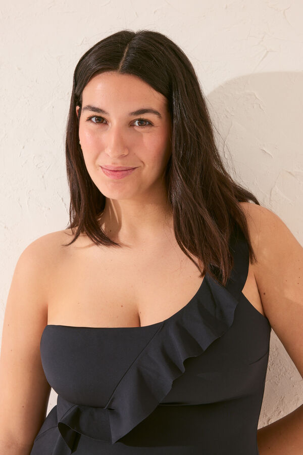 Women'secret Ba&ntilde;ador shapewear asim&eacute;trico volantes negro  negro