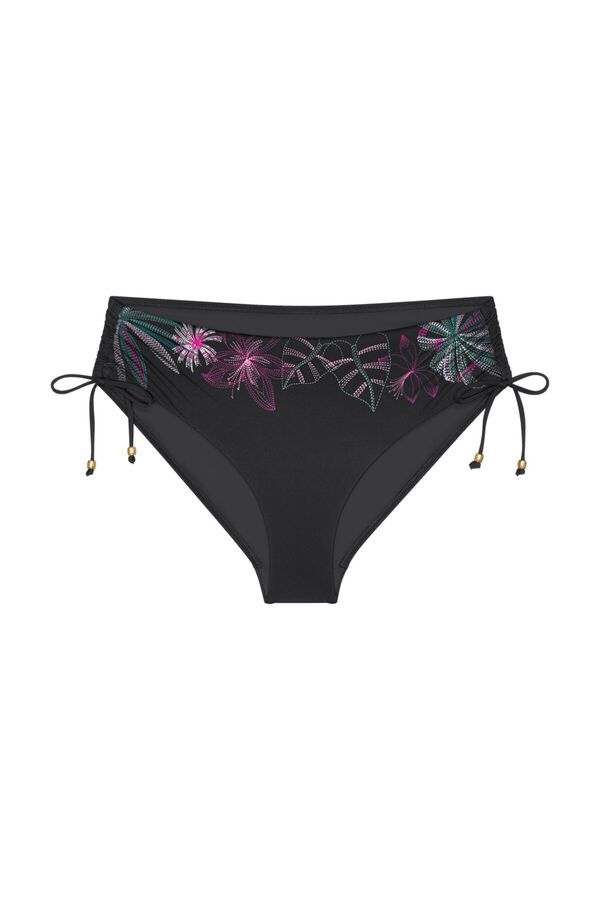 Triumph Cueca de biqu&iacute;ni cintura alta com folhos tropical cinzento