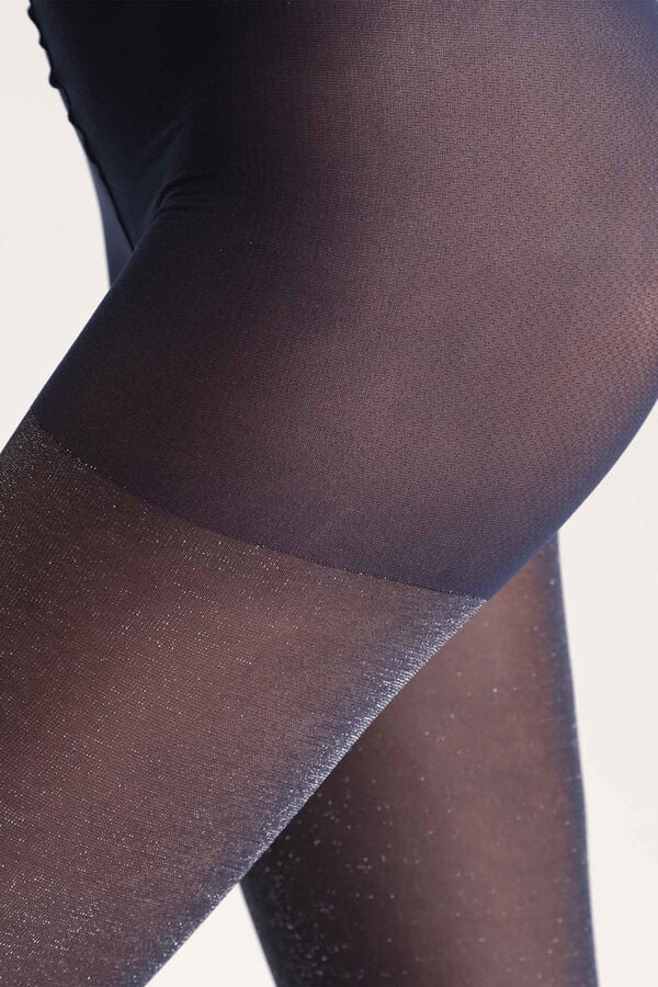 DIM Panty transparente con hilos brillantes 20 Deniers azul