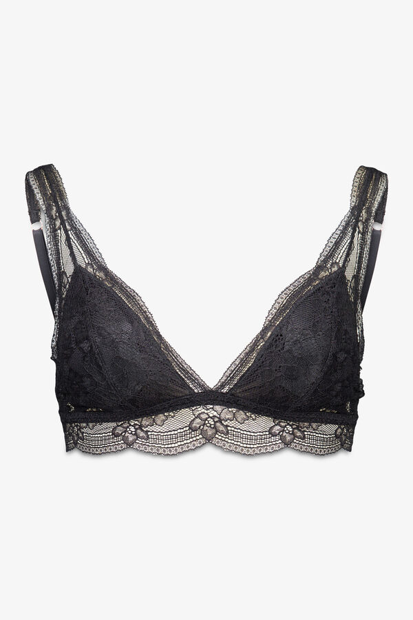 Women'secret HALTER soutien com bojo e renda enchimento preto