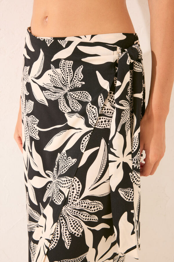 Women'secret Pareo midi estampado flores negro