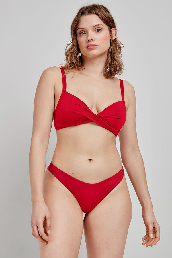 Gisela Top de biquíni preto com capacidade vermelho