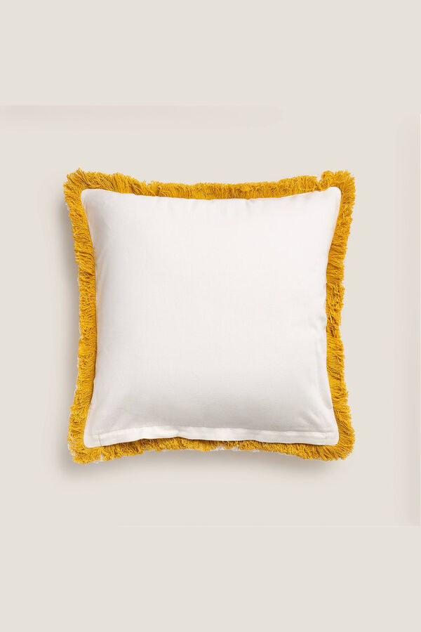 Textura Funda coj&iacute;n flecos algod&oacute;n 45x45cm. amarillo