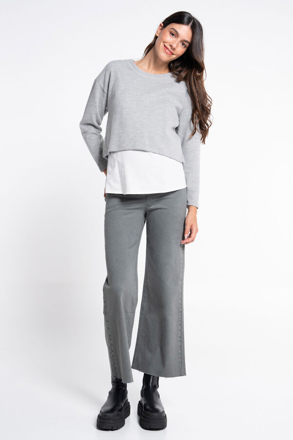 Ohma! Su&eacute;ter premam&aacute; con camisa falsa gris