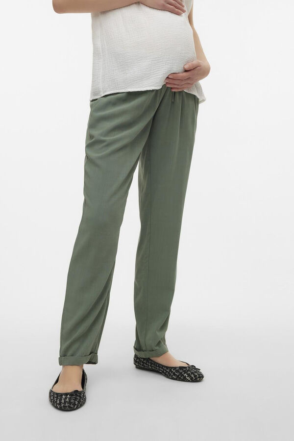 Mamalicious Pantalón fluído de tiro bajo maternity  verde