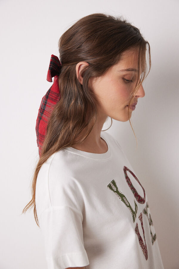 Women'secret Camiseta manga corta 100% algod&oacute;n LOVE marfil