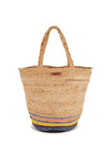 Abbacino Cesta pequena de ráfia estampado estampado