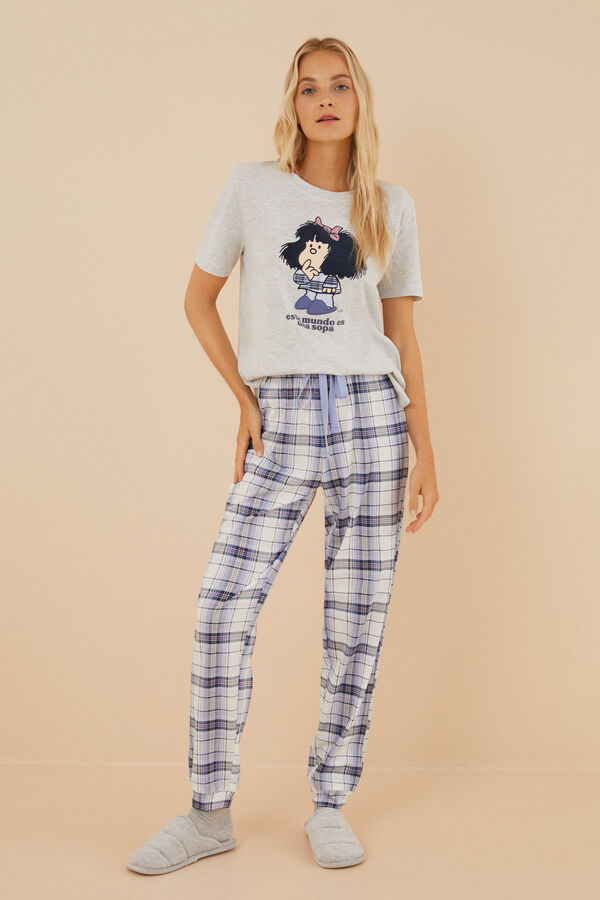 Women'secret Pijama 100% algod&oacute;n Mafalda gris