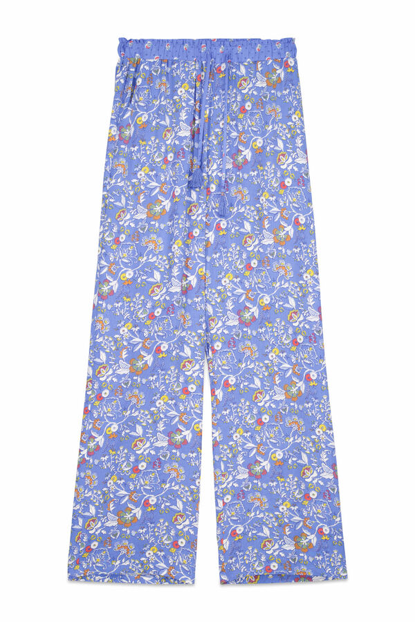 Women'secret Pantal&oacute;n largo viscosa flores azul estampado
