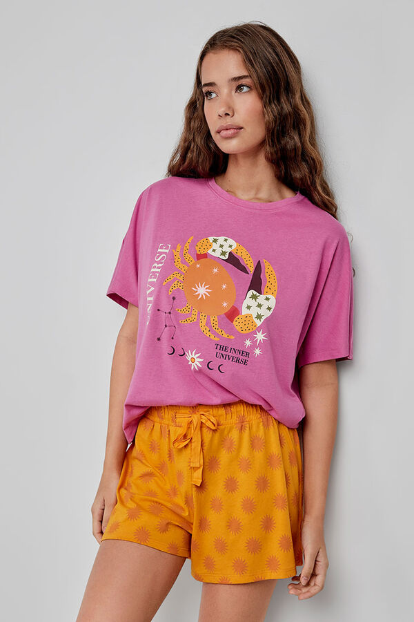 Gisela Pijama corto estampado fucsia fucsia