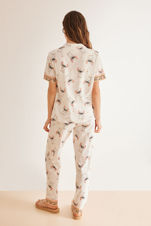 Women'secret Pijama camisero 100% algodón Stitch blanco