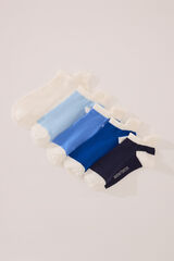 Women'secret Pacote de 5 meias esportivas azuis curtas estampado