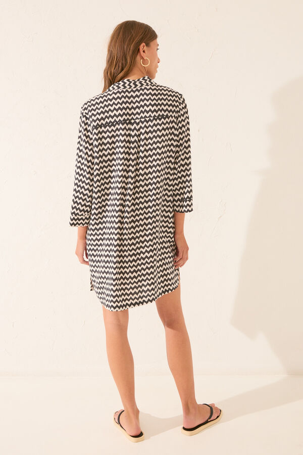 Women'secret Camisola curta com estampado em zigue-zague preto