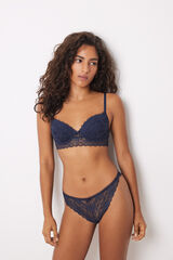 Women'secret Tanga cl&aacute;sica encaje azul navy azul