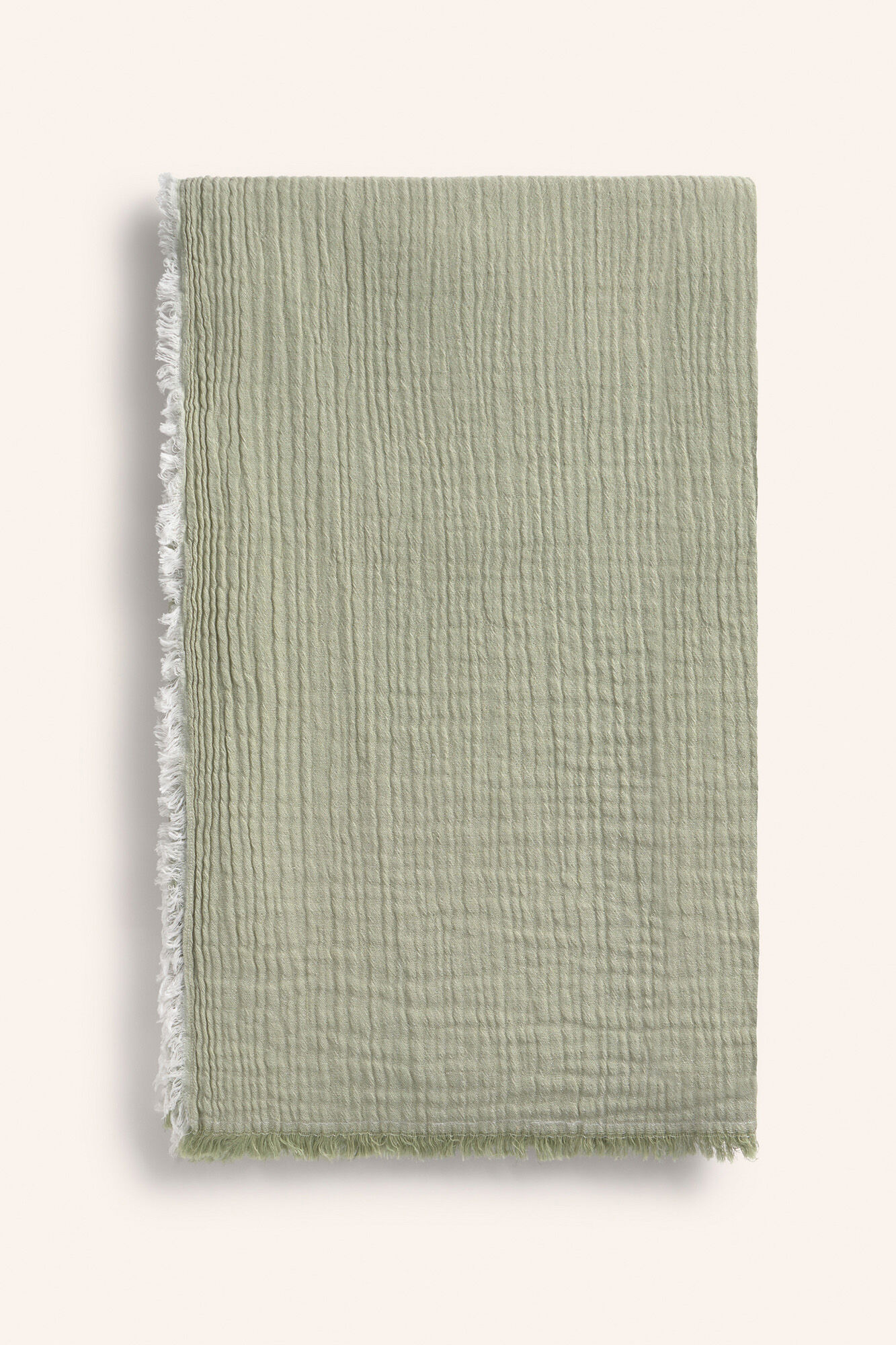 Calma House Colcha de muselina de algod&oacute;n en color verde Layer
