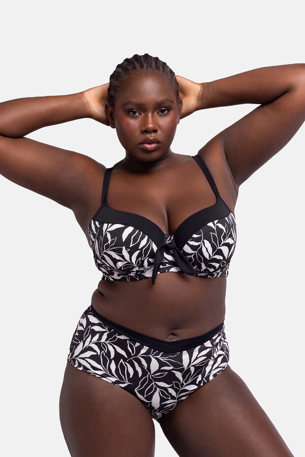 Dorina Calcinha alta estampado preta preto