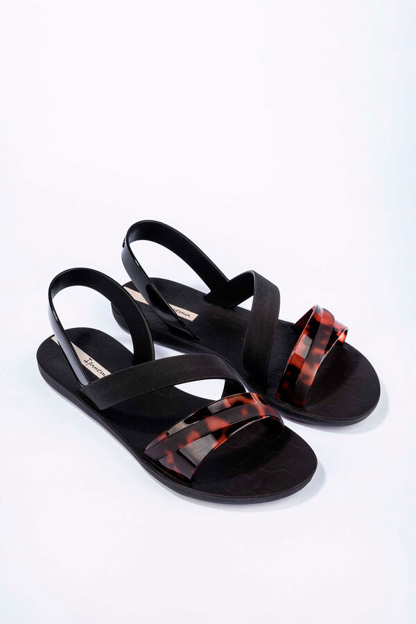 Ipanema Sand&aacute;lia de tiras assim&eacute;tricas com estampado animal preto
