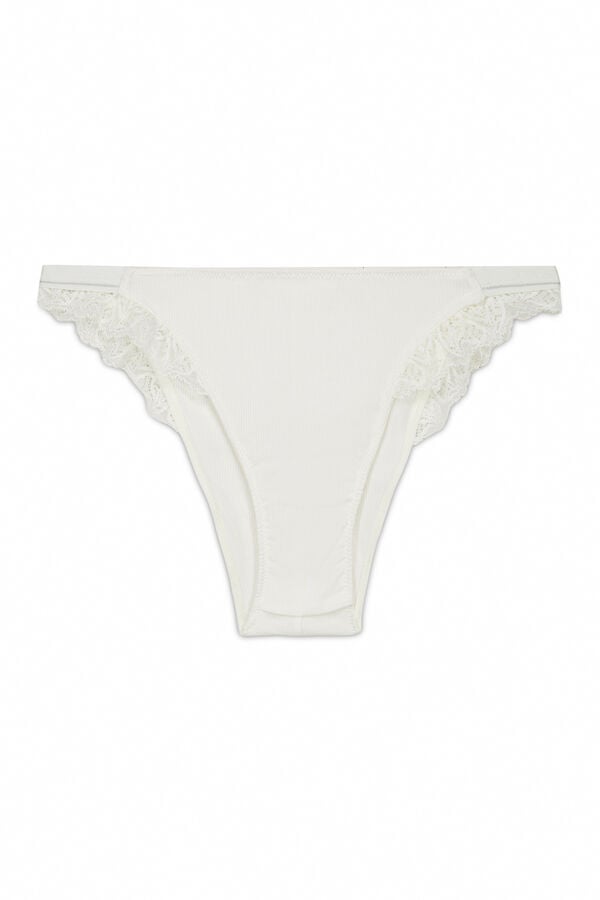 Women'secret Cueca brasileira de algod&atilde;o branca bege
