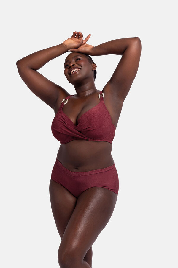 Dorina Calcinha alta vermelha estampado