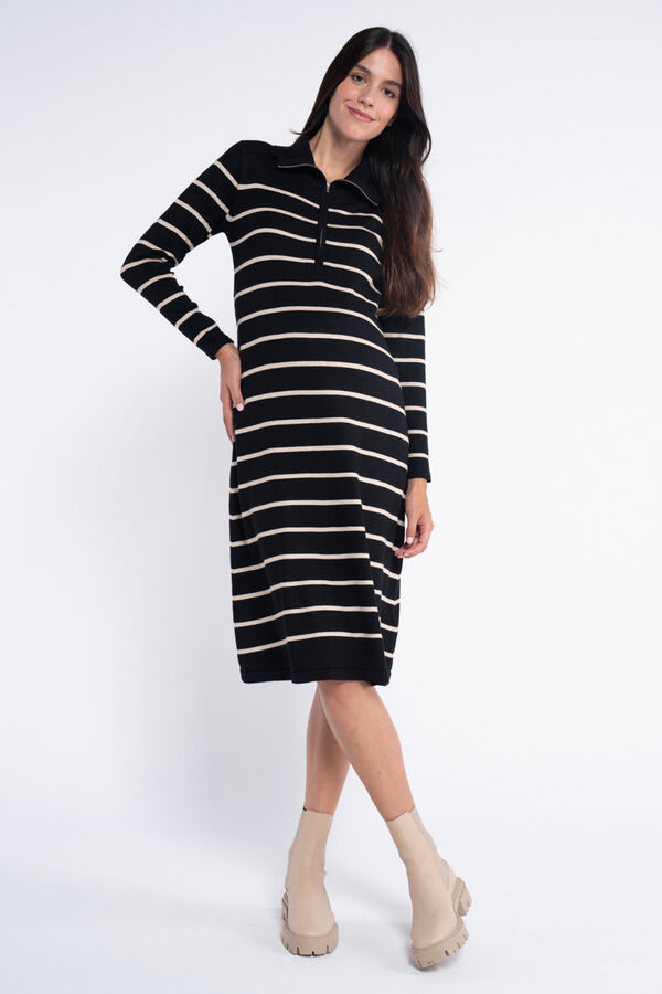 Ohma! Vestido de amamenta&ccedil;&atilde;o em malha evas&ecirc; preto