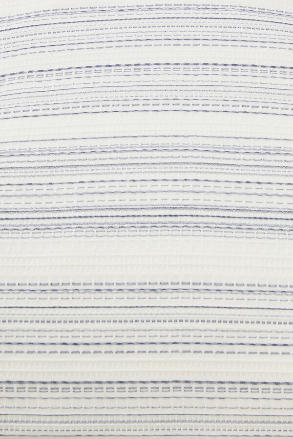 Textura Capa de almofada em tecido riscas de algod&atilde;o azul